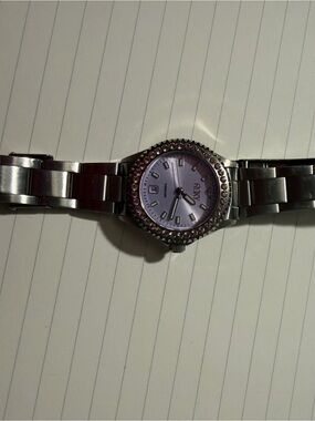 Roxy Silver Stainless Steel Watch with Light Purple Dial